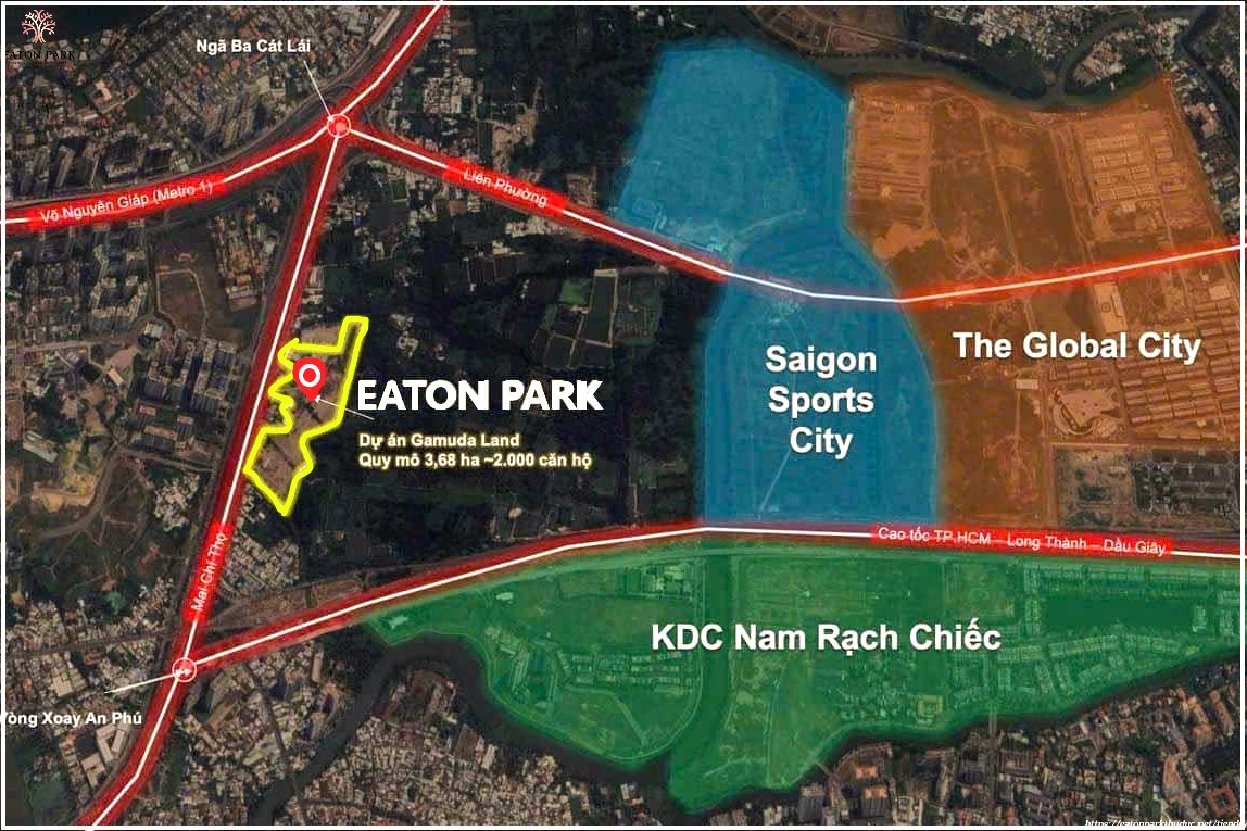 Căn hộ Eaton Park nằm ở vị trí đẹp, thuận tiện đi lại